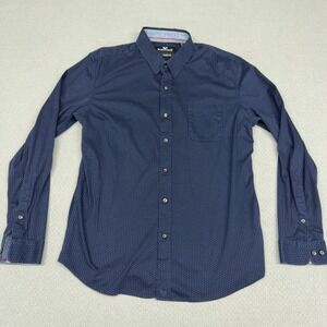 Buttercloth Shirt Mens L Blue GeometricCotton Regular Fit Business Casual